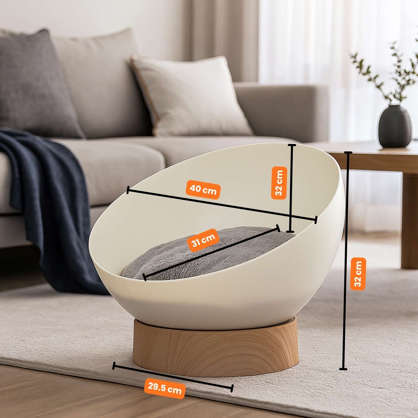 MoonRest - Cama con Base de Madera para Gatos