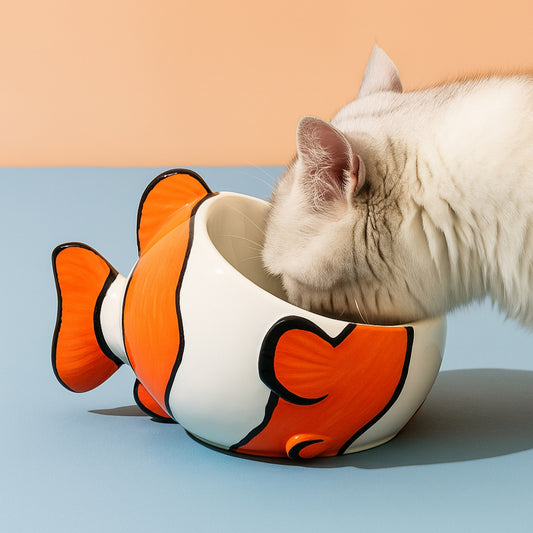 ClownFish Bowl Comedero de Cerámica con Diseño de Pez
