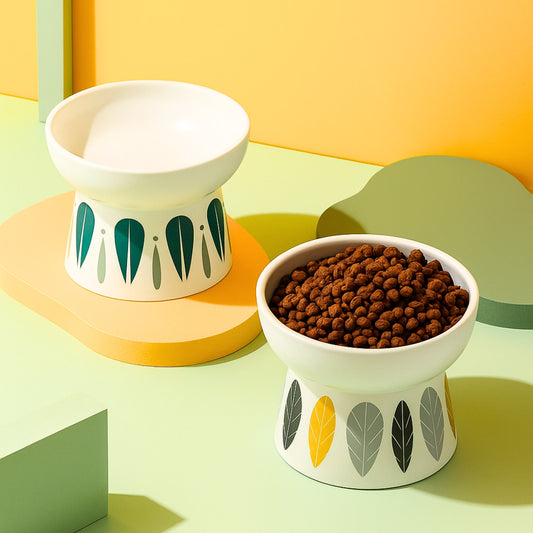 Bosque & Mar – Plato de Cerámica Elevado para Mascotas
