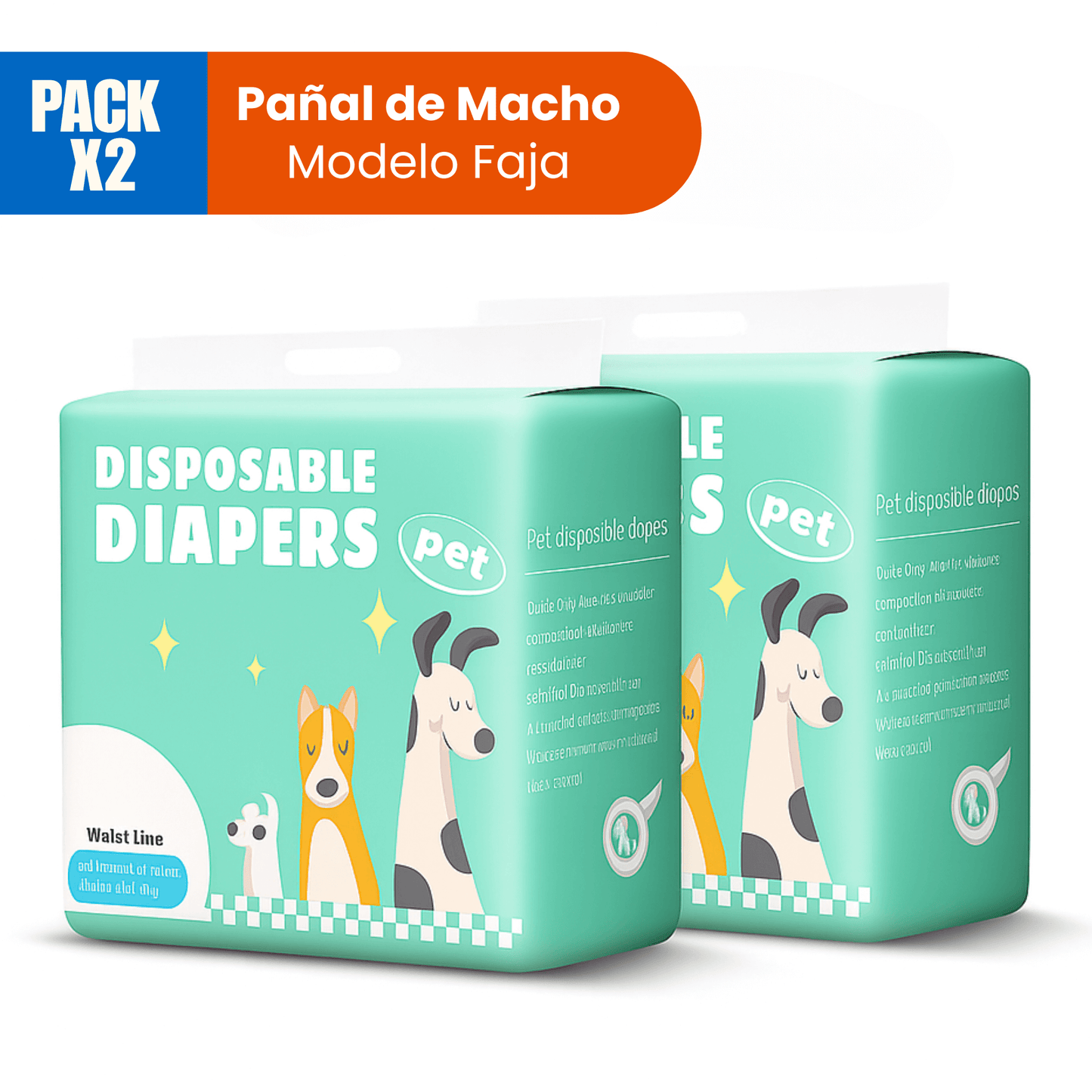 Pañal de Macho Para Perro S,M,L,XL (Pack x 2)