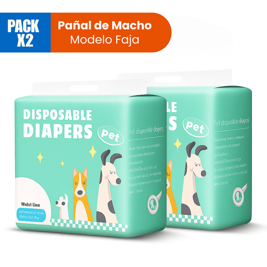 Pañal de Macho Para Perro S,M,L,XL (Pack x 2)