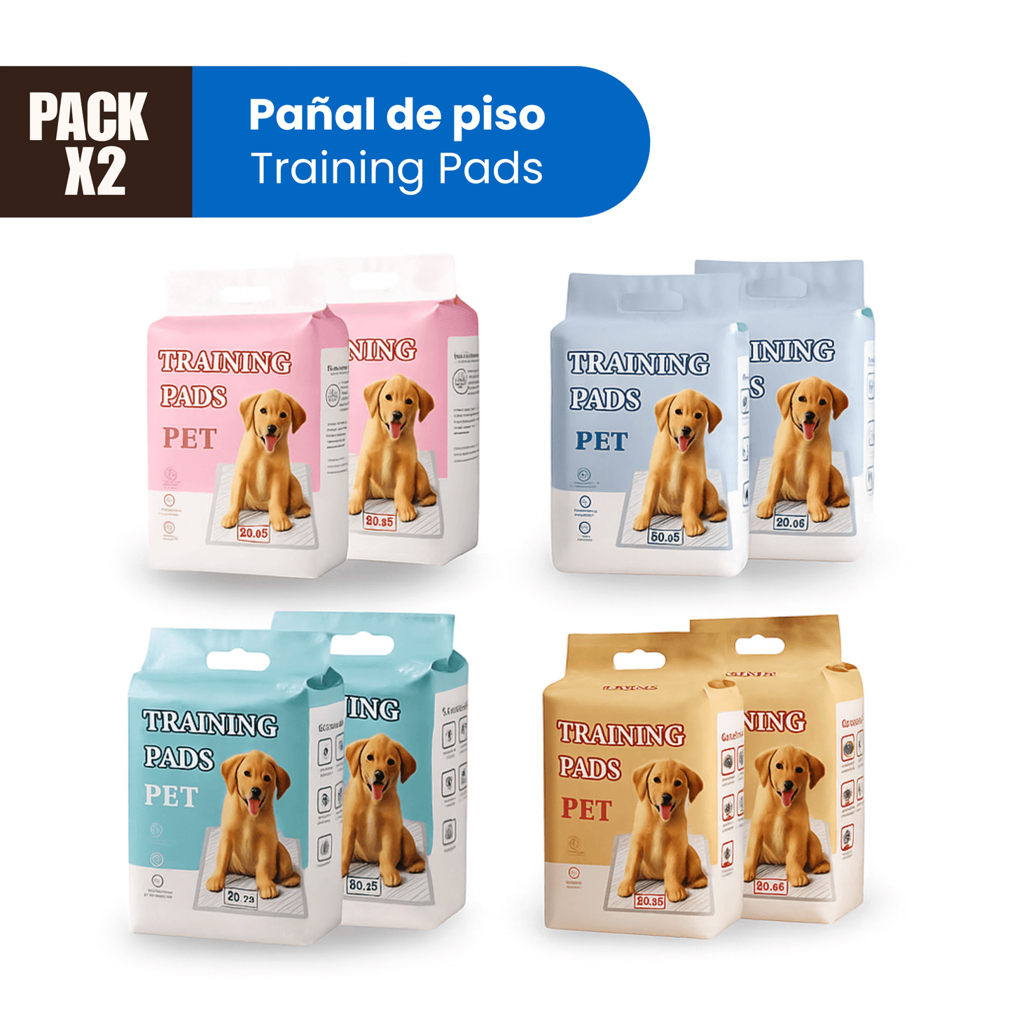 Training Pad Pañal de Piso S,M,L,XL (Pack x 2)