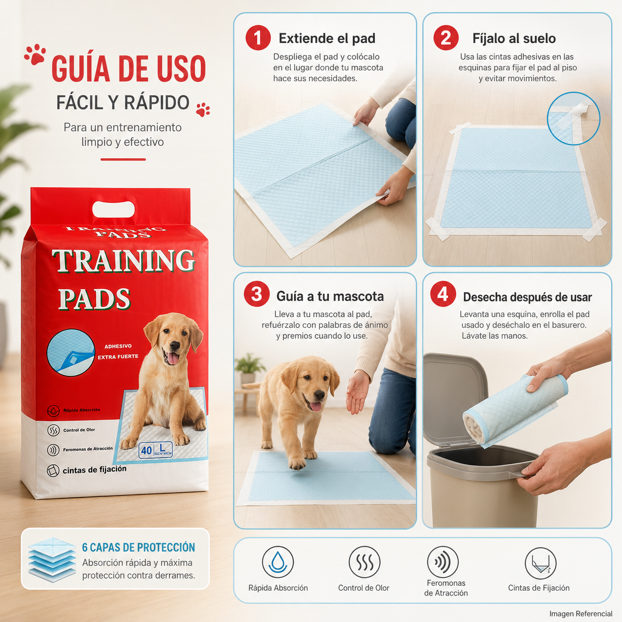 Training pads- Adhesivo extra fuerte Talla L