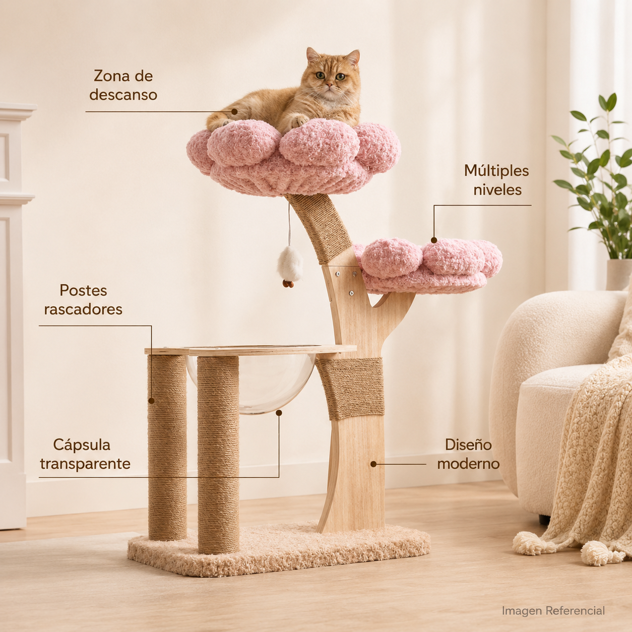 Petal Tree- Rascador y cama para gatos
