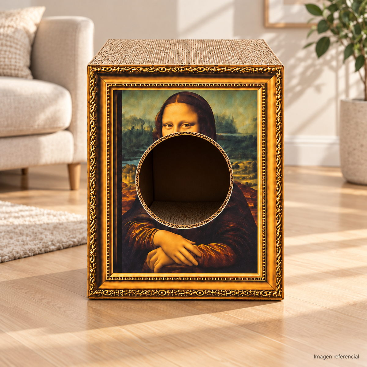 Mona Cat – Casa rascador para gatos con diseño Mona Lisa