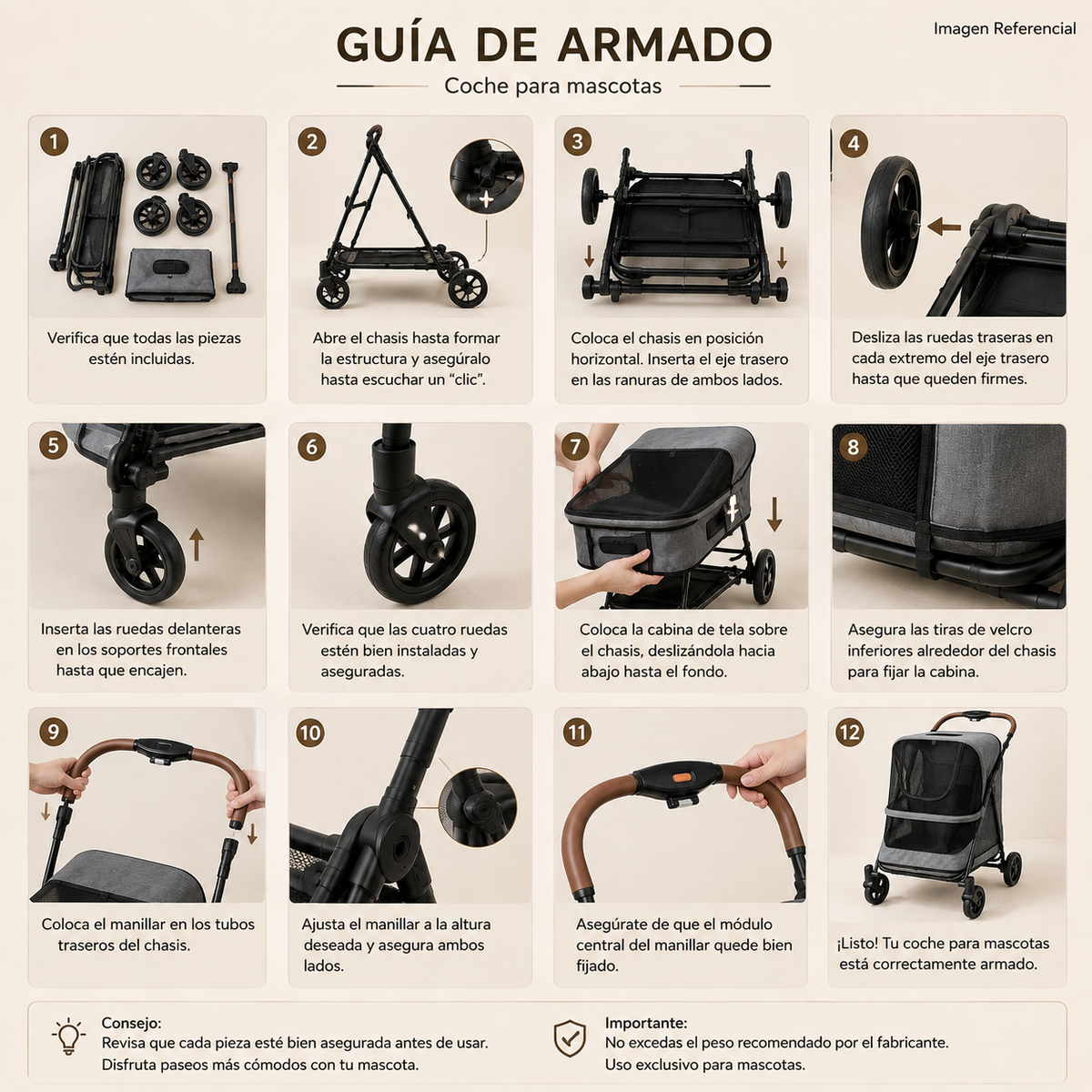 UrbanPawride - Coche Plegable Premium para Perros