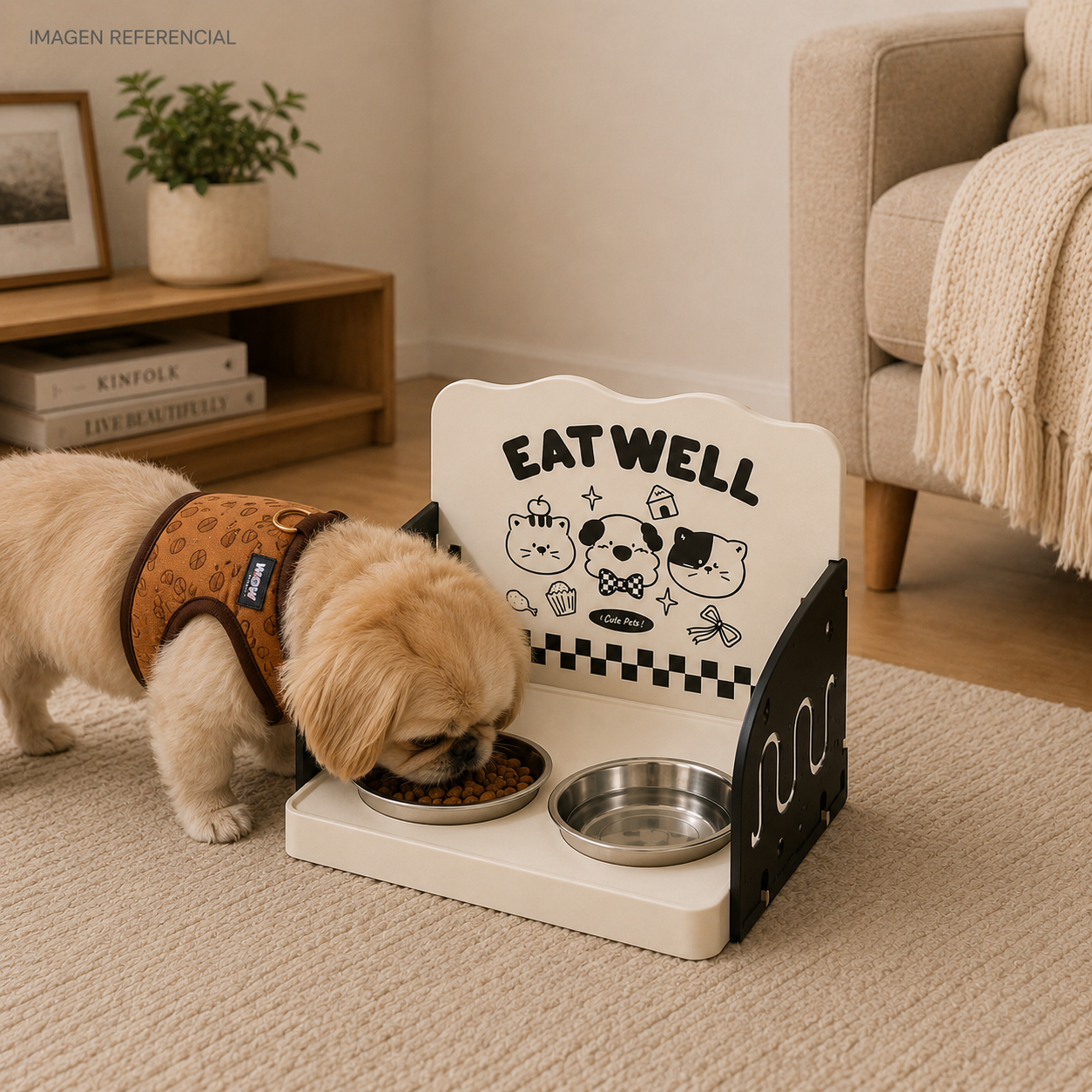 Estación de Alimentos para mascotas_ mesa comedor