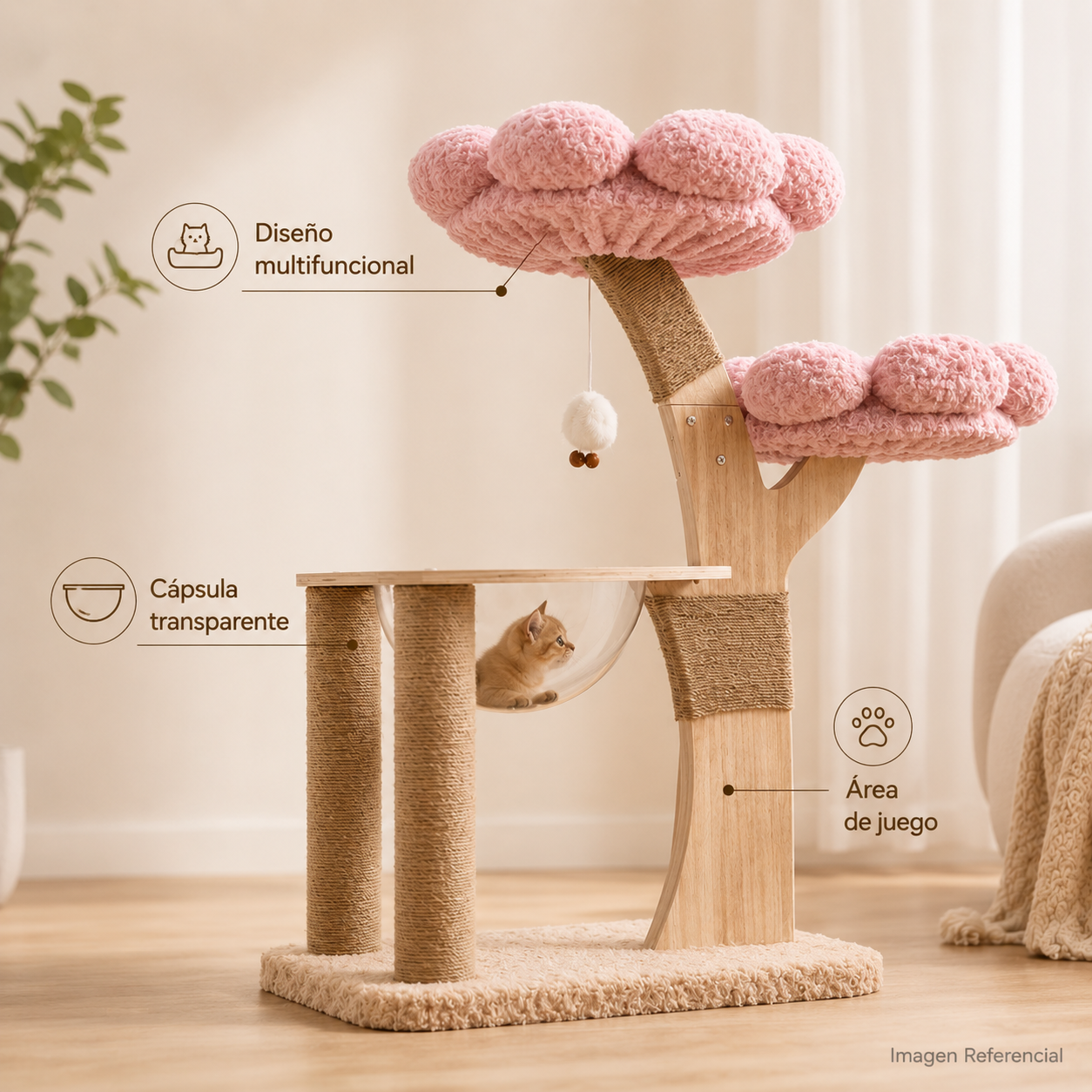 Petal Tree- Rascador y cama para gatos