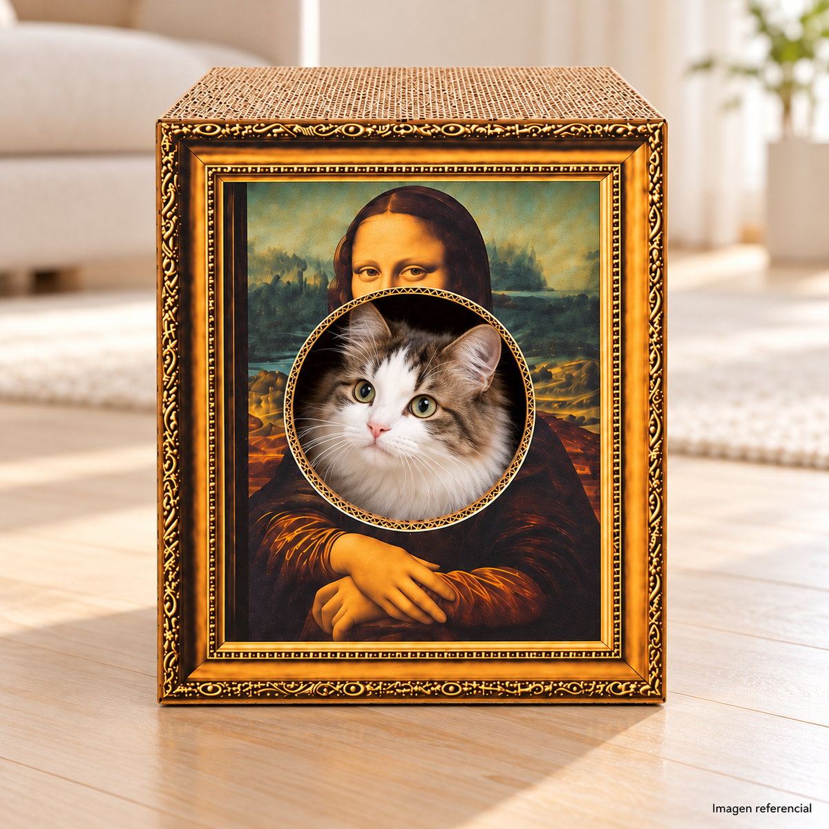 Mona Cat – Casa rascador para gatos con diseño Mona Lisa