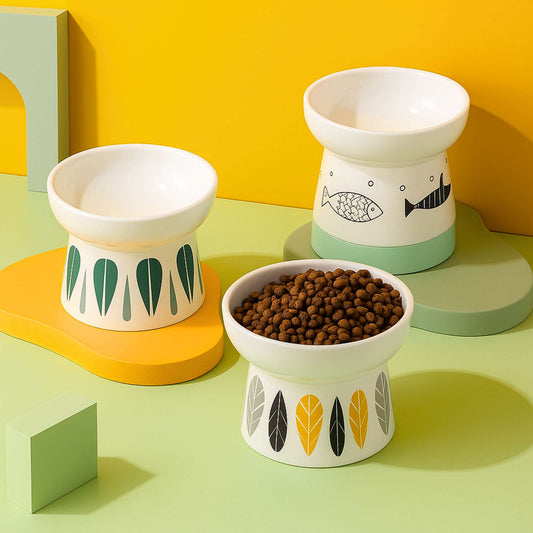 Bosque & Mar – Plato de Cerámica Elevado para Mascotas