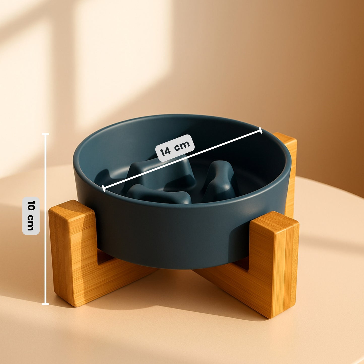 PetFeast Plato de Cerámica con Base de Madera para Mascotas