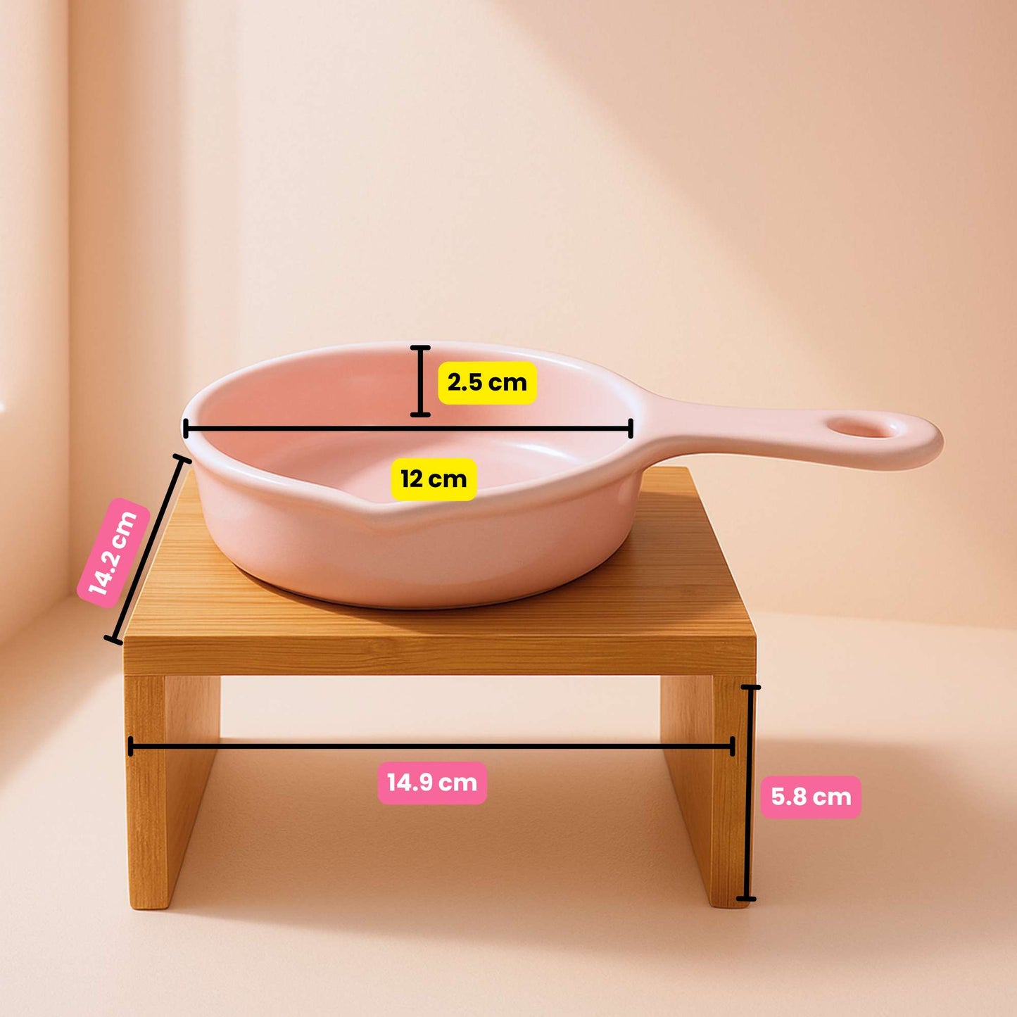 Lovely Cat Gourmet Dish Plato de Cerámica con Base de Madera