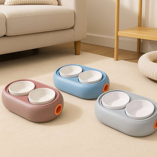 DualFeast - Platos dobles elevados ajustables para perros