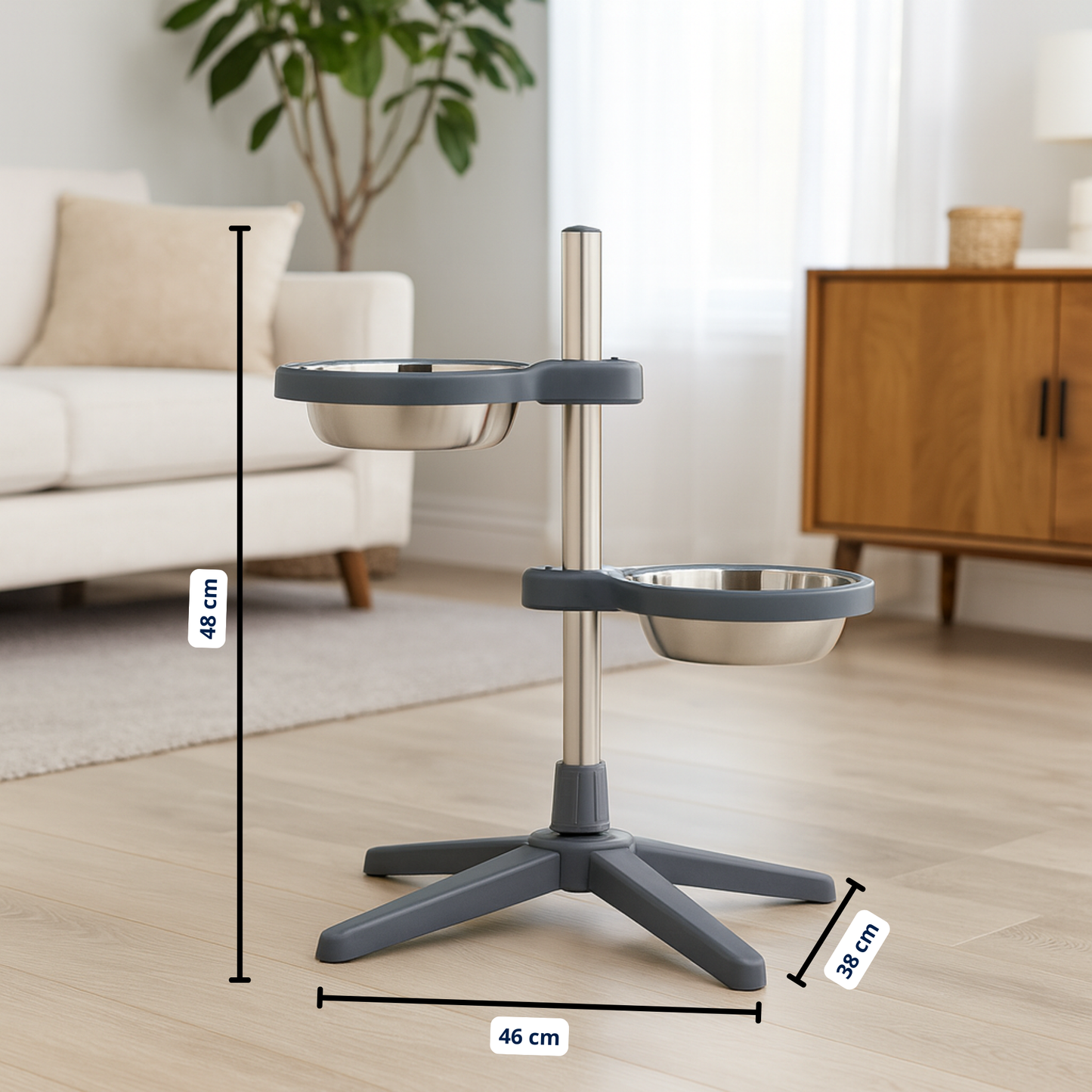 AlturaPaws - Comedero Doble Elevado Ajustable para Mascotas