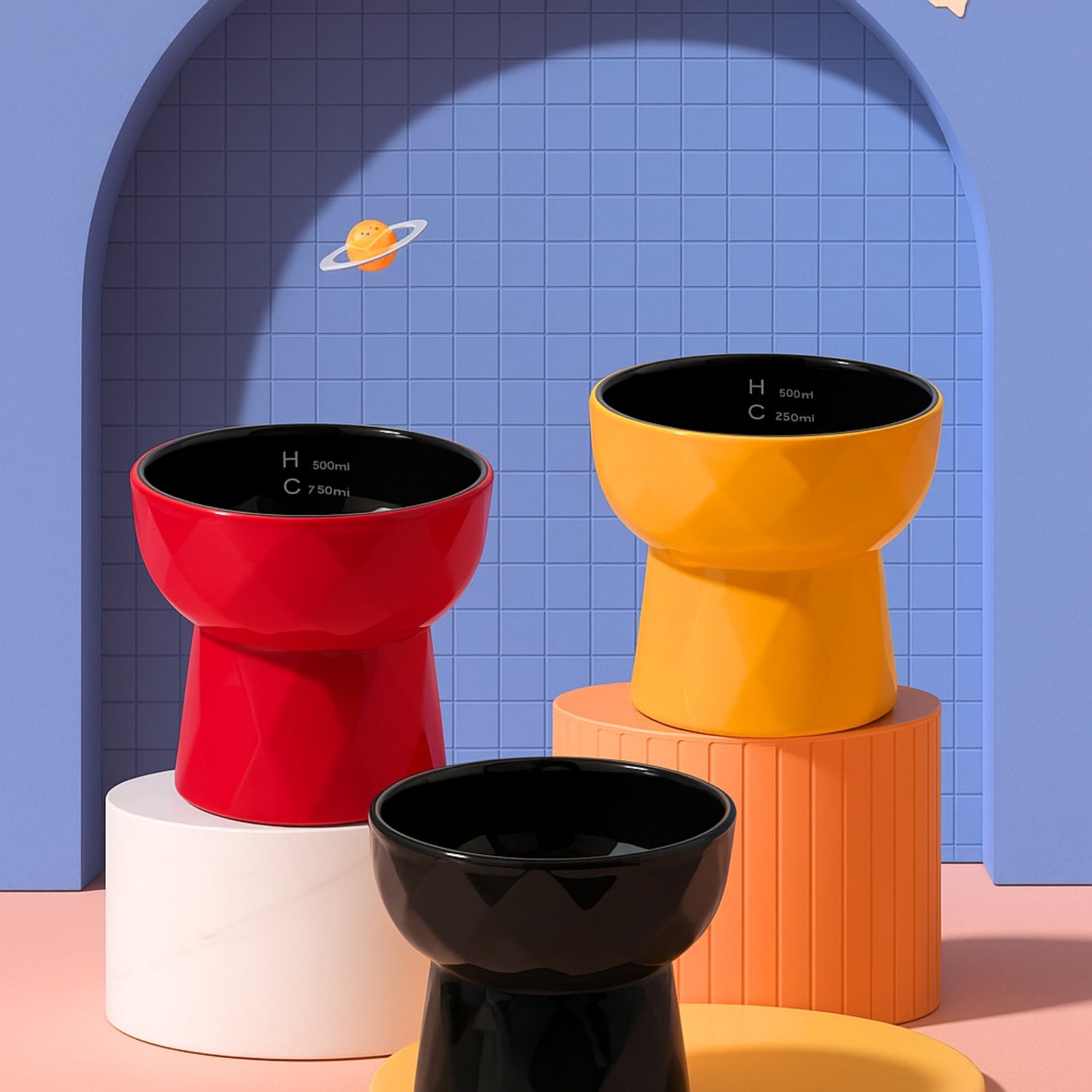 DiamantBowl Comedero Elevado con Diseño Geométrico