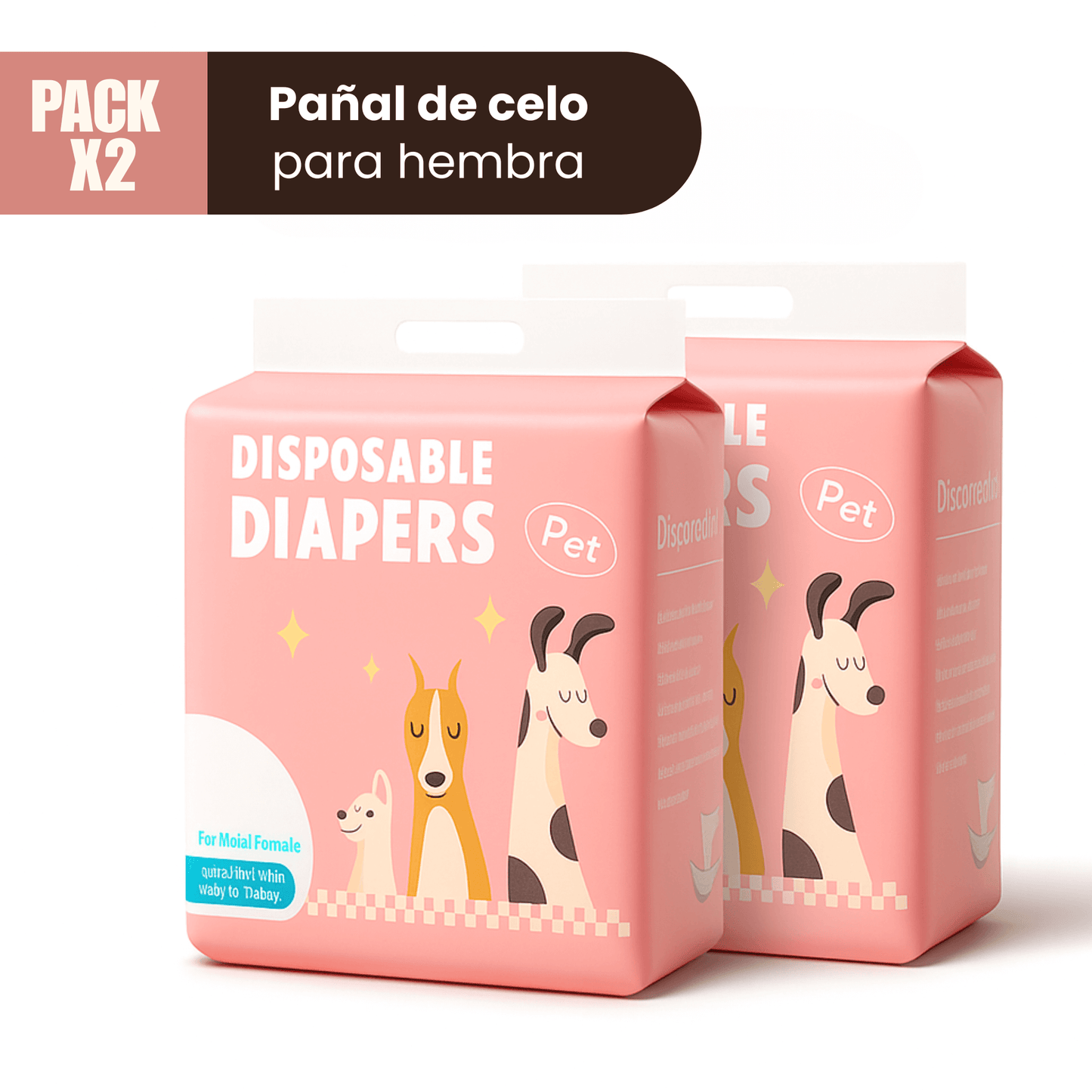 Pañal de Celo para Hembra S,M,L,XL (Pack x 2)